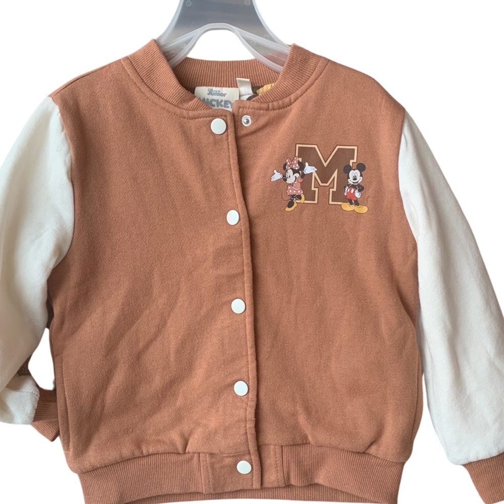 🤑🤑Toddler Mickey Mouse & Friends Varsity Fleece Jacket - Brown 4T